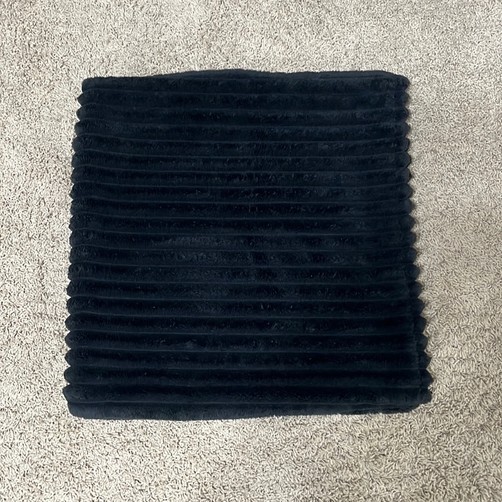 20 x 20 Mega Black Channeled Faux Fur Throw Pillow Covers Only